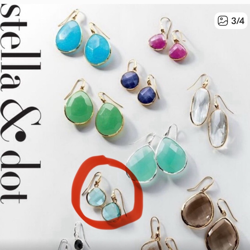 Stella & Dot Serenity Aqua and Gold Teardrop Earrings